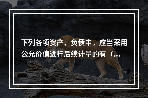 下列各项资产、负债中，应当采用公允价值进行后续计量的有（）。