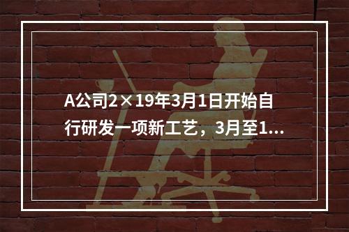 A公司2×19年3月1日开始自行研发一项新工艺，3月至10月