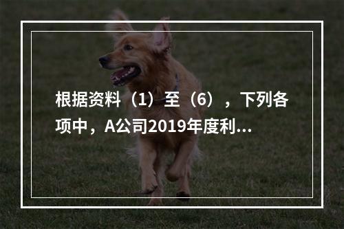 根据资料（1）至（6），下列各项中，A公司2019年度利润表