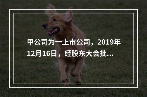 甲公司为一上市公司，2019年12月16日，经股东大会批准，