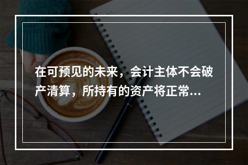 在可预见的未来，会计主体不会破产清算，所持有的资产将正常营运