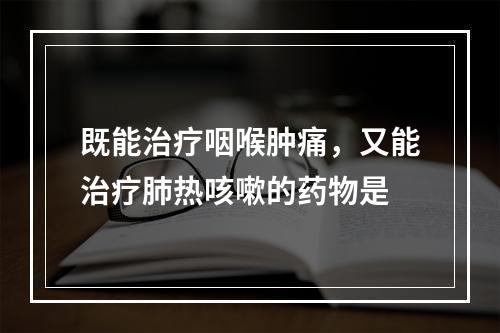 既能治疗咽喉肿痛，又能治疗肺热咳嗽的药物是