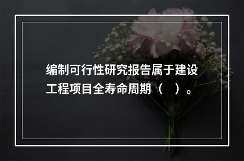 编制可行性研究报告属于建设工程项目全寿命周期（　）。