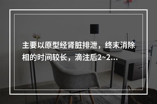 主要以原型经肾脏排泄，终末消除相的时间较长，滴注后2~28日