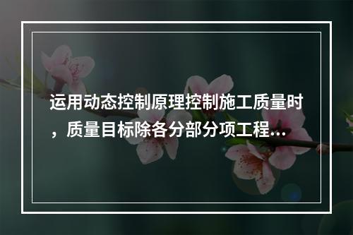 运用动态控制原理控制施工质量时，质量目标除各分部分项工程的施