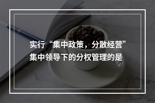 实行“集中政策，分散经营”集中领导下的分权管理的是