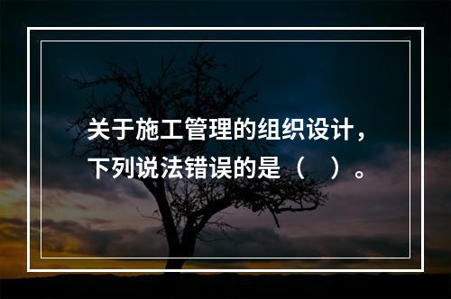 关于施工管理的组织设计，下列说法错误的是（　）。