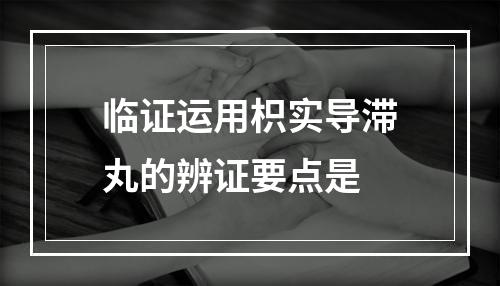 临证运用枳实导滞丸的辨证要点是