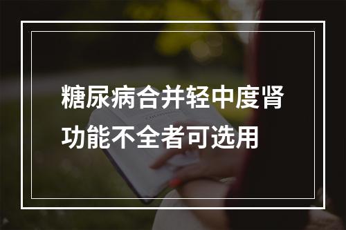 糖尿病合并轻中度肾功能不全者可选用