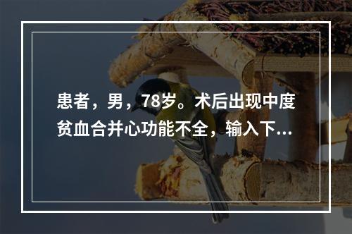 患者，男，78岁。术后出现中度贫血合并心功能不全，输入下列哪