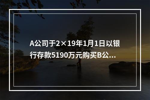 A公司于2×19年1月1日以银行存款5190万元购买B公司4