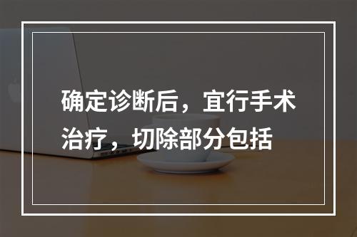 确定诊断后，宜行手术治疗，切除部分包括