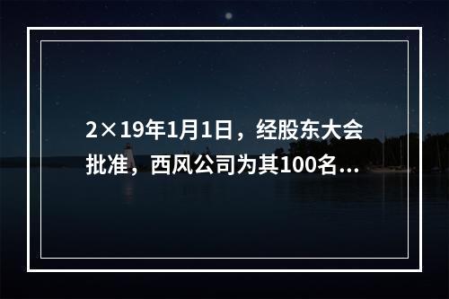 2×19年1月1日，经股东大会批准，西风公司为其100名管理