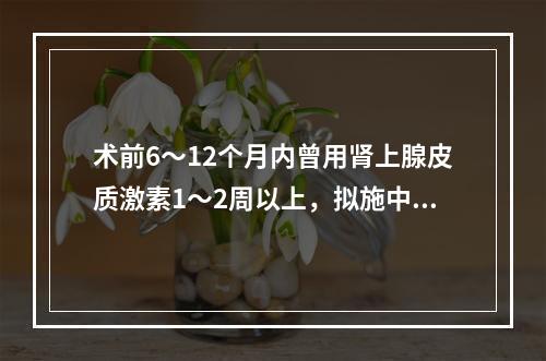 术前6～12个月内曾用肾上腺皮质激素1～2周以上，拟施中小手