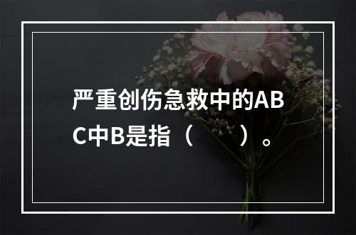 严重创伤急救中的ABC中B是指（　　）。