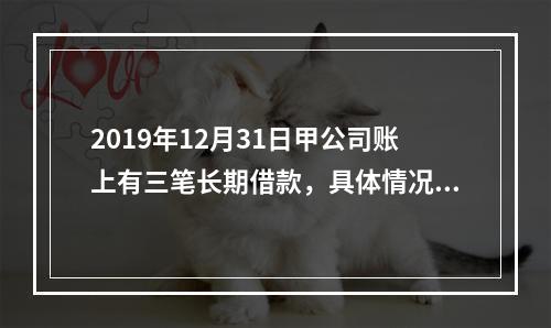 2019年12月31日甲公司账上有三笔长期借款，具体情况如下