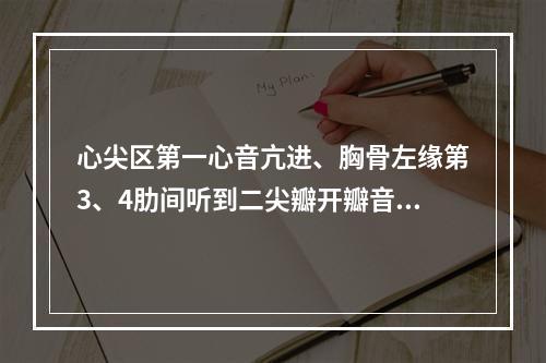 心尖区第一心音亢进、胸骨左缘第3、4肋间听到二尖瓣开瓣音、心