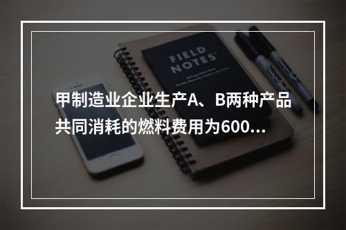 甲制造业企业生产A、B两种产品共同消耗的燃料费用为6000元