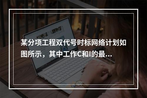 某分项工程双代号时标网络计划如图所示，其中工作C和I的最迟完