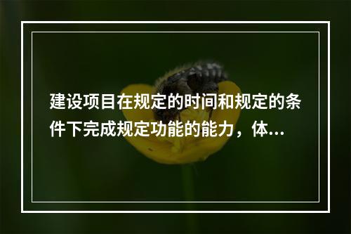 建设项目在规定的时间和规定的条件下完成规定功能的能力，体现