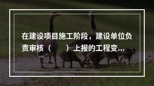 在建设项目施工阶段，建设单位负责审核（　　）上报的工程变更，