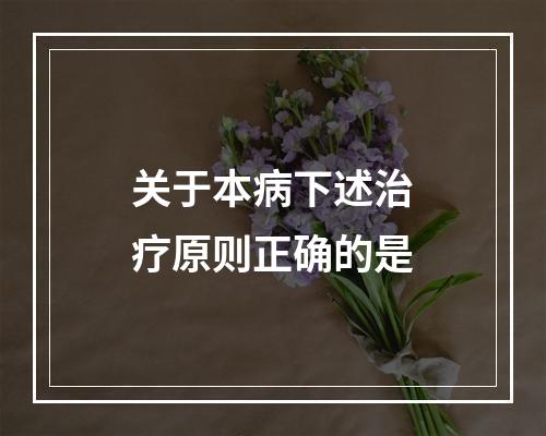 关于本病下述治疗原则正确的是