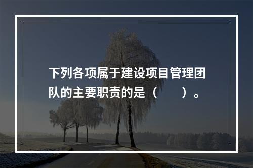 下列各项属于建设项目管理团队的主要职责的是（　　）。