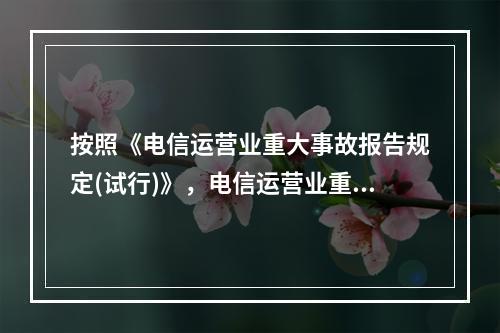 按照《电信运营业重大事故报告规定(试行)》，电信运营业重大事