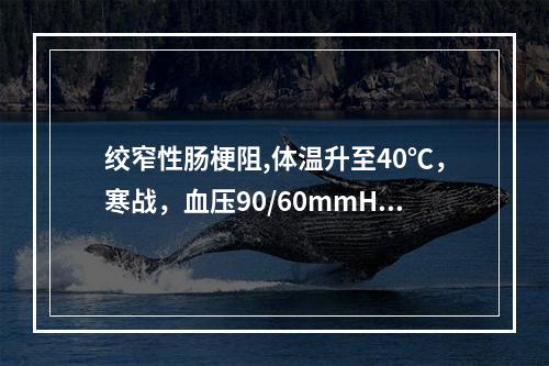 绞窄性肠梗阻,体温升至40℃，寒战，血压90/60mmHg，