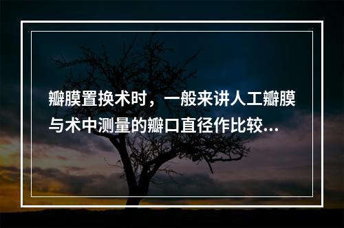 瓣膜置换术时，一般来讲人工瓣膜与术中测量的瓣口直径作比较应是