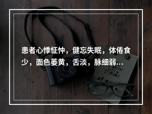 患者心悸怔忡，健忘失眠，体倦食少，面色萎黄，舌淡，脉细弱，治