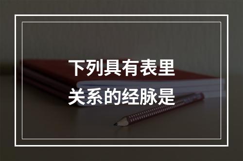 下列具有表里关系的经脉是