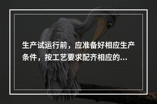 生产试运行前，应准备好相应生产条件，按工艺要求配齐相应的生产