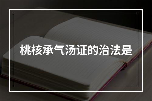 桃核承气汤证的治法是