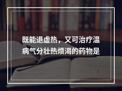 既能退虚热，又可治疗温病气分壮热烦渴的药物是