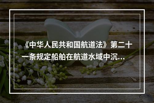 《中华人民共和国航道法》第二十一条规定船舶在航道水域中沉没，