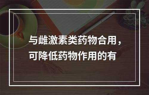 与雌激素类药物合用，可降低药物作用的有