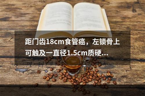 距门齿18cm食管癌，左锁骨上可触及一直径1.5cm质硬淋巴