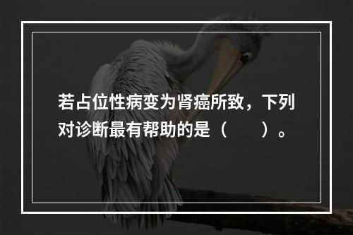 若占位性病变为肾癌所致，下列对诊断最有帮助的是（　　）。