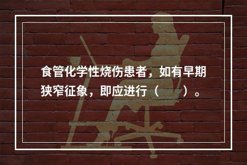 食管化学性烧伤患者，如有早期狭窄征象，即应进行（　　）。