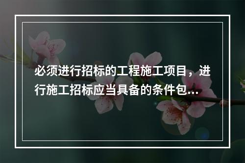 必须进行招标的工程施工项目，进行施工招标应当具备的条件包括（