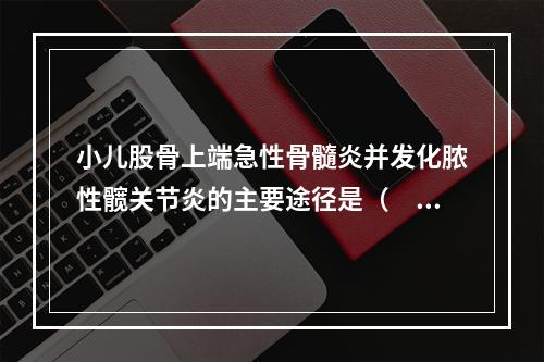 小儿股骨上端急性骨髓炎并发化脓性髋关节炎的主要途径是（　　）