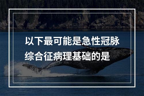 以下最可能是急性冠脉综合征病理基础的是