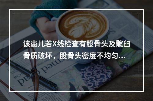 该患儿若X线检查有股骨头及髋臼骨质破坏，股骨头密度不均匀，关