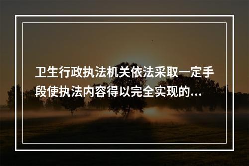 卫生行政执法机关依法采取一定手段使执法内容得以完全实现的效力