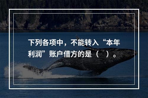 下列各项中，不能转入“本年利润”账户借方的是（　）。