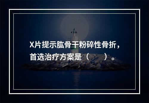 X片提示肱骨干粉碎性骨折，首选治疗方案是（　　）。