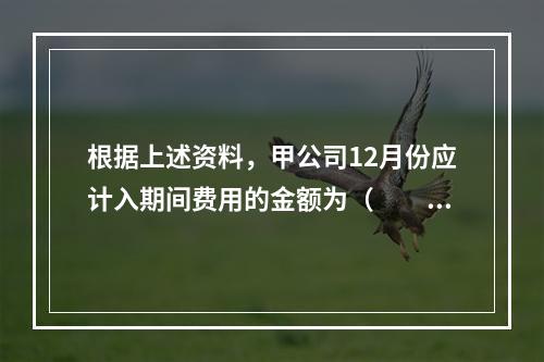 根据上述资料，甲公司12月份应计入期间费用的金额为（　　）元