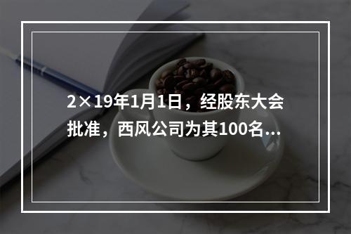 2×19年1月1日，经股东大会批准，西风公司为其100名管理