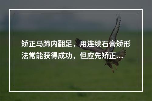 矫正马蹄内翻足，用连续石膏矫形法常能获得成功，但应先矫正下列